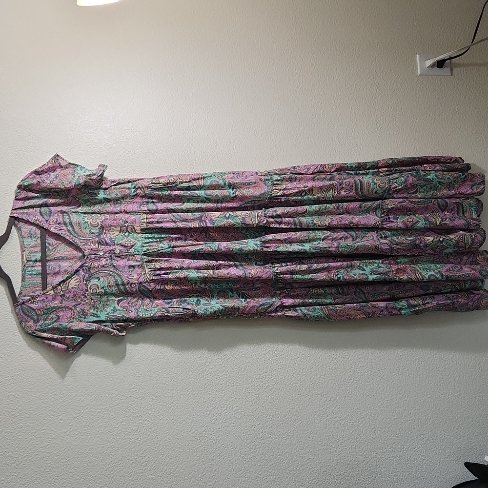 Creme Boheme silk tiered maxi dress, size large